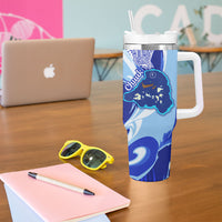 Chuuk Micronesian Roots Tumbler With Handle Polynesian Tribal Pattern Hibiscus Flower And Stingray Art TS04 - Polynesian Pride