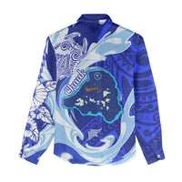 Chuuk Micronesian Roots Women Casual Shirt Polynesian Tribal Pattern Hibiscus Flower And Stingray Art TS04 - Polynesian Pride