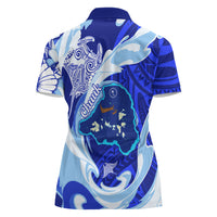 Chuuk Micronesian Roots Women Polo Shirt Polynesian Tribal Pattern Hibiscus Flower And Stingray Art TS04 - Polynesian Pride