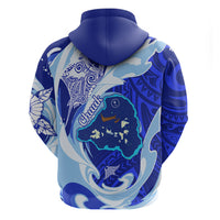 Chuuk Micronesian Roots Zip Hoodie Polynesian Tribal Pattern Hibiscus Flower And Stingray Art TS04 - Polynesian Pride