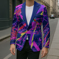 Chuuk Tropical Sunset Coordinates Blazer Neon Graffiti Polynesian Tribal