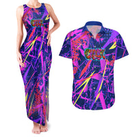 Chuuk Tropical Sunset Coordinates Couples Matching Tank Maxi Dress and Hawaiian Shirt Neon Graffiti Polynesian Tribal TS04 Purple Pink - Polynesian Pride
