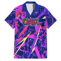 Chuuk Tropical Sunset Coordinates Family Matching Long Sleeve Bodycon Dress and Hawaiian Shirt Neon Graffiti Polynesian Tribal