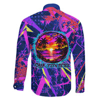 Chuuk Tropical Sunset Coordinates Family Matching Tank Maxi Dress and Hawaiian Shirt Neon Graffiti Polynesian Tribal