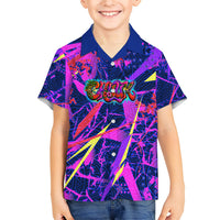 Chuuk Tropical Sunset Coordinates Family Matching Tank Maxi Dress and Hawaiian Shirt Neon Graffiti Polynesian Tribal