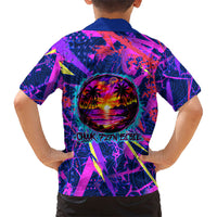 Chuuk Tropical Sunset Coordinates Kid Hawaiian Shirt Neon Graffiti Polynesian Tribal TS04 - Polynesian Pride