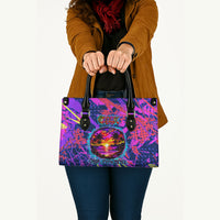 Chuuk Tropical Sunset Coordinates Leather Bag Neon Graffiti Polynesian Tribal