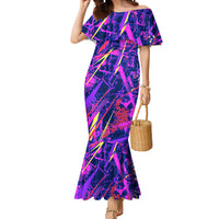 Chuuk Tropical Sunset Coordinates Mermaid Dress Neon Graffiti Polynesian Tribal TS04 Women Purple Pink - Polynesian Pride