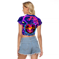 Chuuk Tropical Sunset Coordinates Raglan Cropped T Shirt Neon Graffiti Polynesian Tribal TS04 - Polynesian Pride
