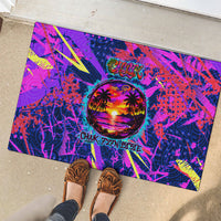 Chuuk Tropical Sunset Coordinates Rubber Doormat Neon Graffiti Polynesian Tribal