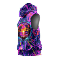 Chuuk Tropical Sunset Coordinates Sleeveless Hoodie Neon Graffiti Polynesian Tribal TS04 - Polynesian Pride