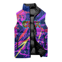Chuuk Tropical Sunset Coordinates Sleeveless Puffer Jacket Neon Graffiti Polynesian Tribal