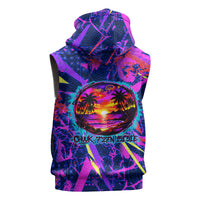 Chuuk Tropical Sunset Coordinates Sleeveless Zip Hoodie Neon Graffiti Polynesian Tribal TS04 - Polynesian Pride