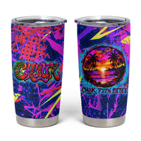 Chuuk Tropical Sunset Coordinates Tumbler Cup Neon Graffiti Polynesian Tribal