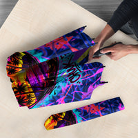 Chuuk Tropical Sunset Coordinates Umbrella Neon Graffiti Polynesian Tribal