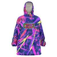 Chuuk Tropical Sunset Coordinates Wearable Blanket Hoodie Neon Graffiti Polynesian Tribal TS04 One Size Purple Pink - Polynesian Pride