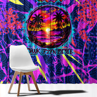 Chuuk Tropical Sunset Coordinates Window Curtain Neon Graffiti Polynesian Tribal