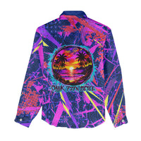 Chuuk Tropical Sunset Coordinates Women Casual Shirt Neon Graffiti Polynesian Tribal TS04 - Polynesian Pride