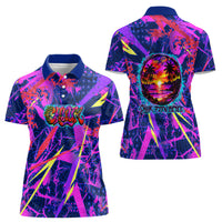 Chuuk Tropical Sunset Coordinates Women Polo Shirt Neon Graffiti Polynesian Tribal TS04 - Polynesian Pride