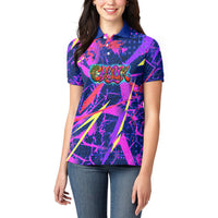 Chuuk Tropical Sunset Coordinates Women Polo Shirt Neon Graffiti Polynesian Tribal TS04 - Polynesian Pride