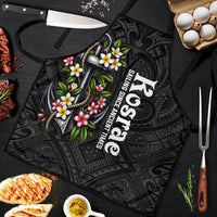Kosrae Nautical Heritage Apron Polynesian Tribal Anchor With Plumeria Tropical Art TS04 Black Grey - Polynesian Pride