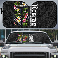Kosrae Nautical Heritage Auto Sun Shade Polynesian Tribal Anchor With Plumeria Tropical Art TS04 Black Grey - Polynesian Pride