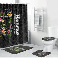 Kosrae Nautical Heritage Bathroom Set Polynesian Tribal Anchor With Plumeria Tropical Art TS04 Bathroom Set (4 pcs) Black Grey - Polynesian Pride