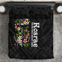 Kosrae Nautical Heritage Bedding Set Polynesian Tribal Anchor With Plumeria Tropical Art TS04 Black Grey - Polynesian Pride