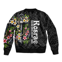 Kosrae Nautical Heritage Bomber Jacket Polynesian Tribal Anchor With Plumeria Tropical Art TS04 - Polynesian Pride