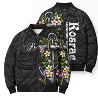 Kosrae Nautical Heritage Bomber Puffer Jacket Polynesian Tribal Anchor With Plumeria Tropical Art TS04 - Polynesian Pride