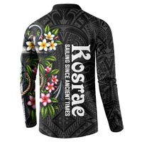 Kosrae Nautical Heritage Button Sweatshirt Polynesian Tribal Anchor With Plumeria Tropical Art TS04 - Polynesian Pride