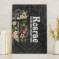 Kosrae Nautical Heritage Canvas Wall Art Polynesian Tribal Anchor With Plumeria Tropical Art TS04 Without Frame Black Grey - Polynesian Pride