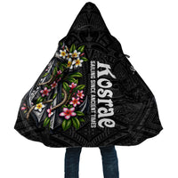 Kosrae Nautical Heritage Cloak Polynesian Tribal Anchor With Plumeria Tropical Art TS04 Unisex Black Grey - Polynesian Pride