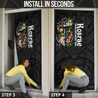 Kosrae Nautical Heritage Door Cover Polynesian Tribal Anchor With Plumeria Tropical Art TS04 - Polynesian Pride