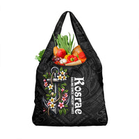 Kosrae Nautical Heritage Grocery Bag Polynesian Tribal Anchor With Plumeria Tropical Art TS04 1-pack One Size Black Grey - Polynesian Pride