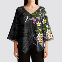 Kosrae Nautical Heritage Kimono Sleeve Blouse Polynesian Tribal Anchor With Plumeria Tropical Art TS04 - Polynesian Pride