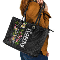 Kosrae Nautical Heritage Leather Tote Bag Polynesian Tribal Anchor With Plumeria Tropical Art TS04 - Polynesian Pride