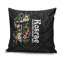 Kosrae Nautical Heritage Pillow Cover Polynesian Tribal Anchor With Plumeria Tropical Art TS04 Black Grey - Polynesian Pride