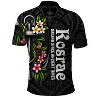 Kosrae Nautical Heritage Polo Shirt Polynesian Tribal Anchor With Plumeria Tropical Art TS04 - Polynesian Pride