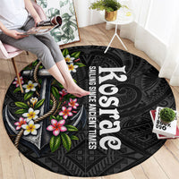 Kosrae Nautical Heritage Round Carpet Polynesian Tribal Anchor With Plumeria Tropical Art TS04 - Polynesian Pride
