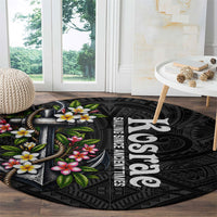Kosrae Nautical Heritage Round Carpet Polynesian Tribal Anchor With Plumeria Tropical Art TS04 - Polynesian Pride
