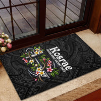 Kosrae Nautical Heritage Rubber Doormat Polynesian Tribal Anchor With Plumeria Tropical Art TS04 - Polynesian Pride