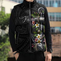 Kosrae Nautical Heritage Sleeveless Puffer Jacket Polynesian Tribal Anchor With Plumeria Tropical Art TS04 - Polynesian Pride