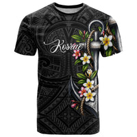 Kosrae Nautical Heritage T Shirt Polynesian Tribal Anchor With Plumeria Tropical Art TS04 Black Grey - Polynesian Pride