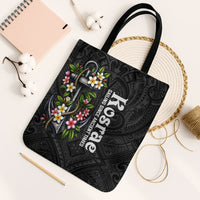 Kosrae Nautical Heritage Tote Bag Polynesian Tribal Anchor With Plumeria Tropical Art TS04 Black Strap One Size Black Grey - Polynesian Pride
