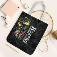Kosrae Nautical Heritage Tote Bag Polynesian Tribal Anchor With Plumeria Tropical Art TS04 White Strap One Size Black Grey - Polynesian Pride