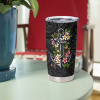 Kosrae Nautical Heritage Tumbler Cup Polynesian Tribal Anchor With Plumeria Tropical Art TS04 - Polynesian Pride