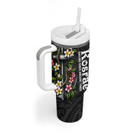 Kosrae Nautical Heritage Tumbler With Handle Polynesian Tribal Anchor With Plumeria Tropical Art TS04 - Polynesian Pride
