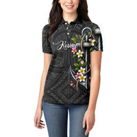Kosrae Nautical Heritage Women Polo Shirt Polynesian Tribal Anchor With Plumeria Tropical Art