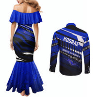 Kosrae Deep Sea Scuba Diving Couples Matching Mermaid Dress and Long Sleeve Button Shirt Blue Hole Beneath The Surface Coral Reef Graphic Art